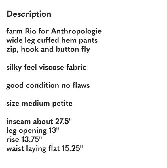 Farm Rio Anthropologie Colorful Wave Pattern Women's Wide Leg Pants Med Petite - Picture 11 of 11